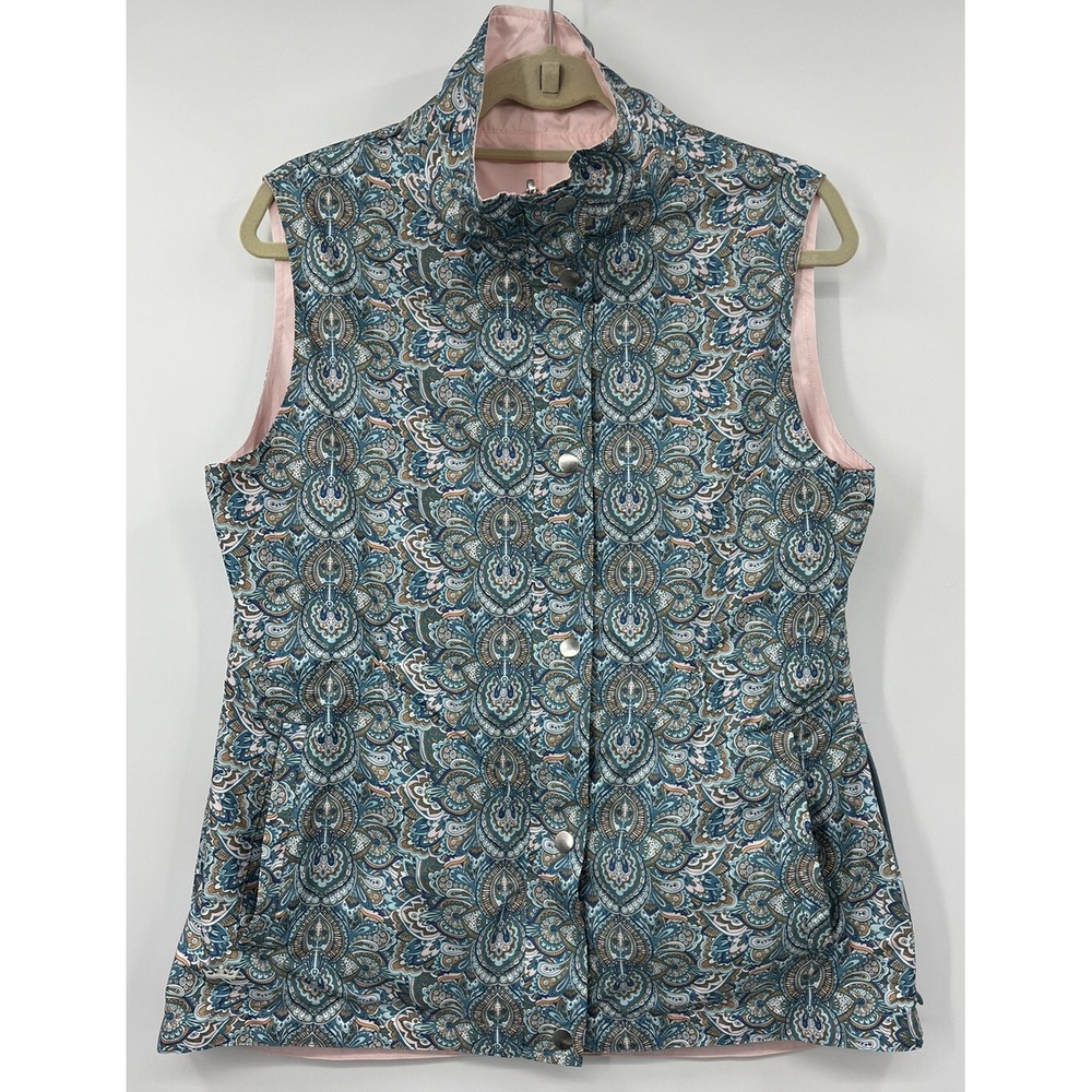 NWT Peter Millar Women's Windbreaker Reversible‎ Vest Size Medium Pink Paisley